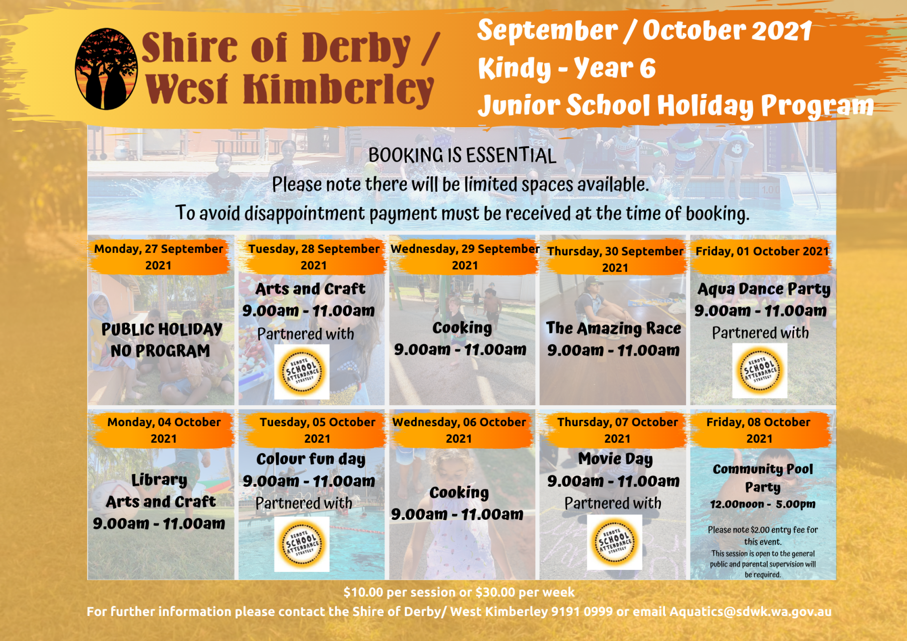 Junior School Holiday Program Timetable