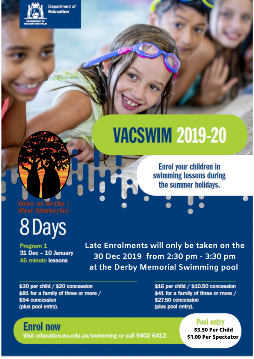 VacSwim Enrolment 30 December 2019 2.30-3.30pm