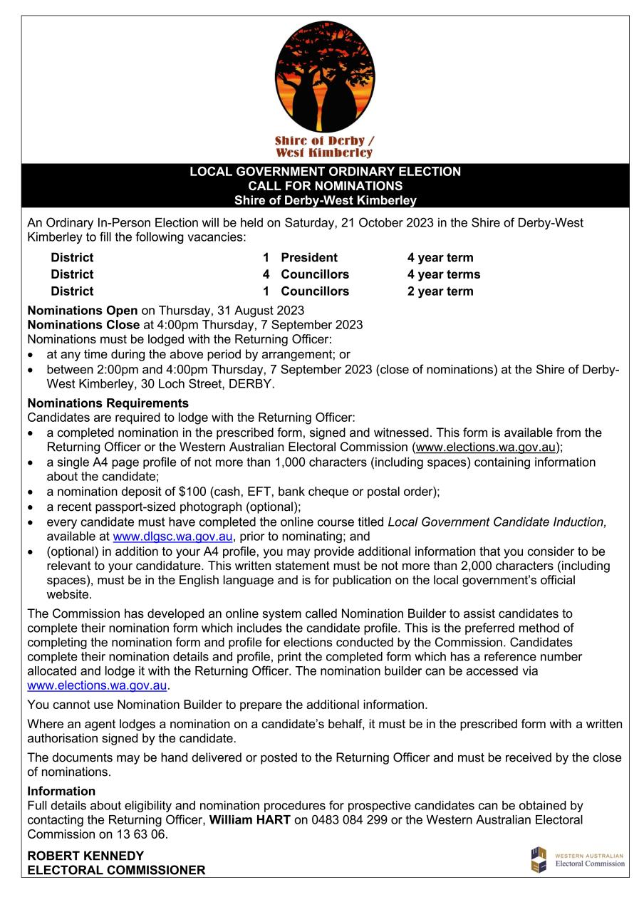 Local Government Ordinary Election - Call for Nominations