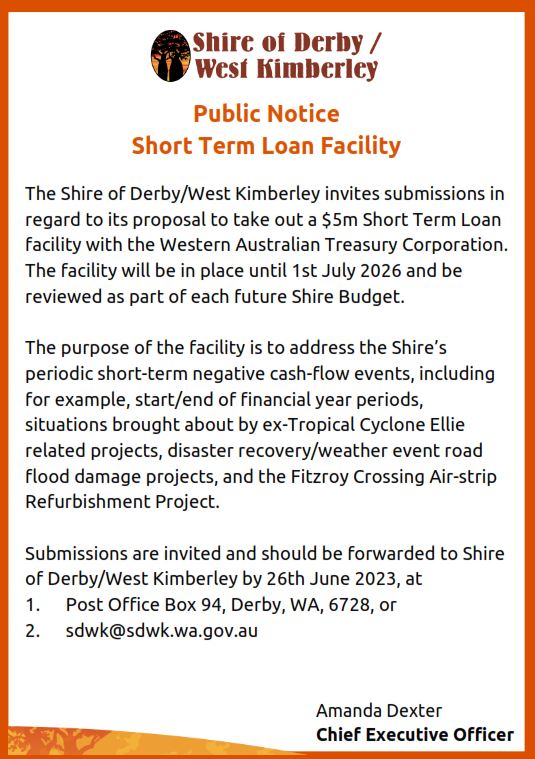 Public Notice - Short Term Loan Facility