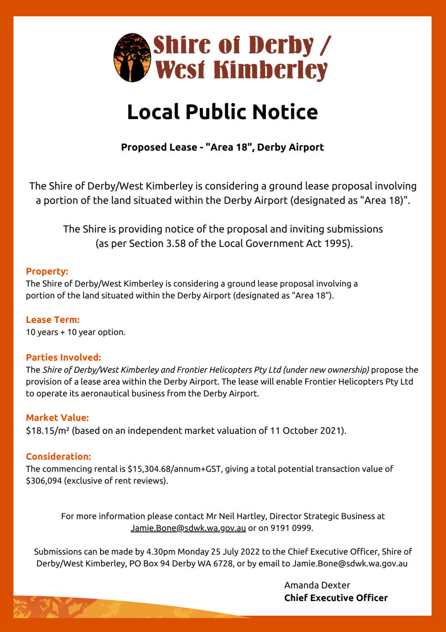 Public Notice - Proposed Lease - 