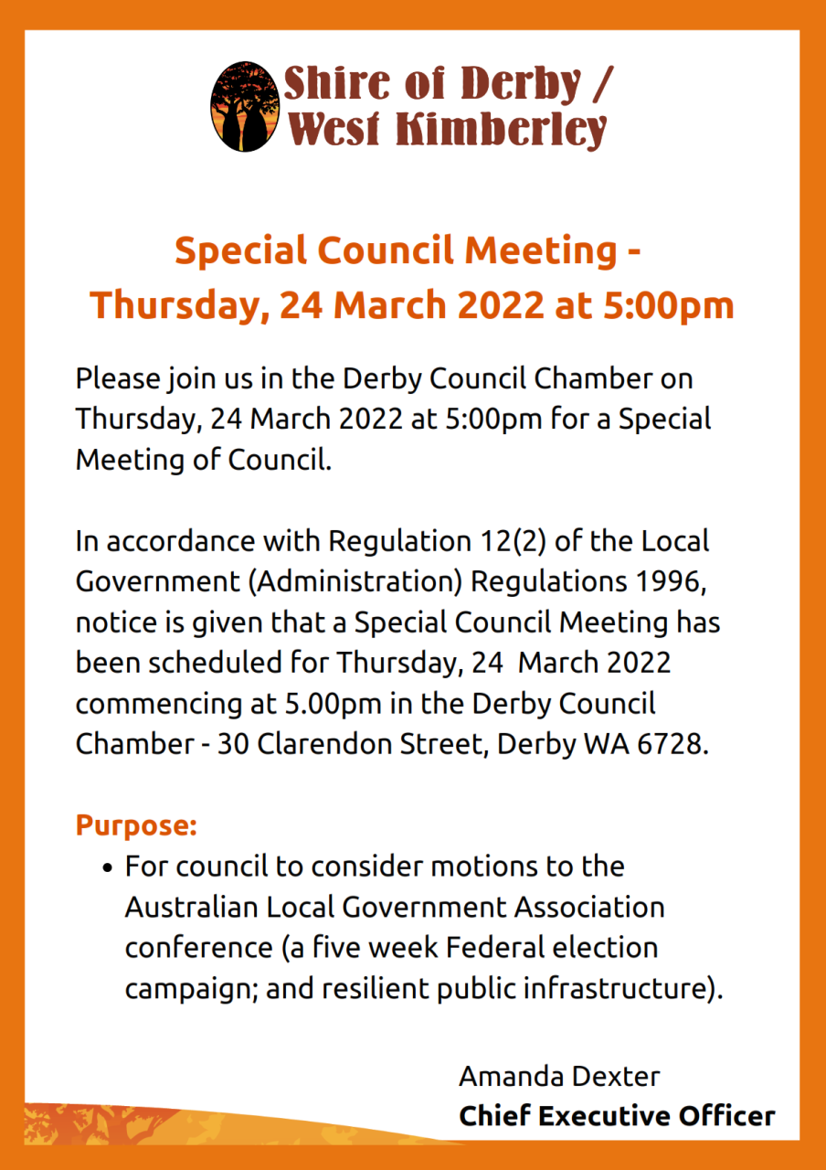 Public Notice Special Council Meeting - 24 March 2022