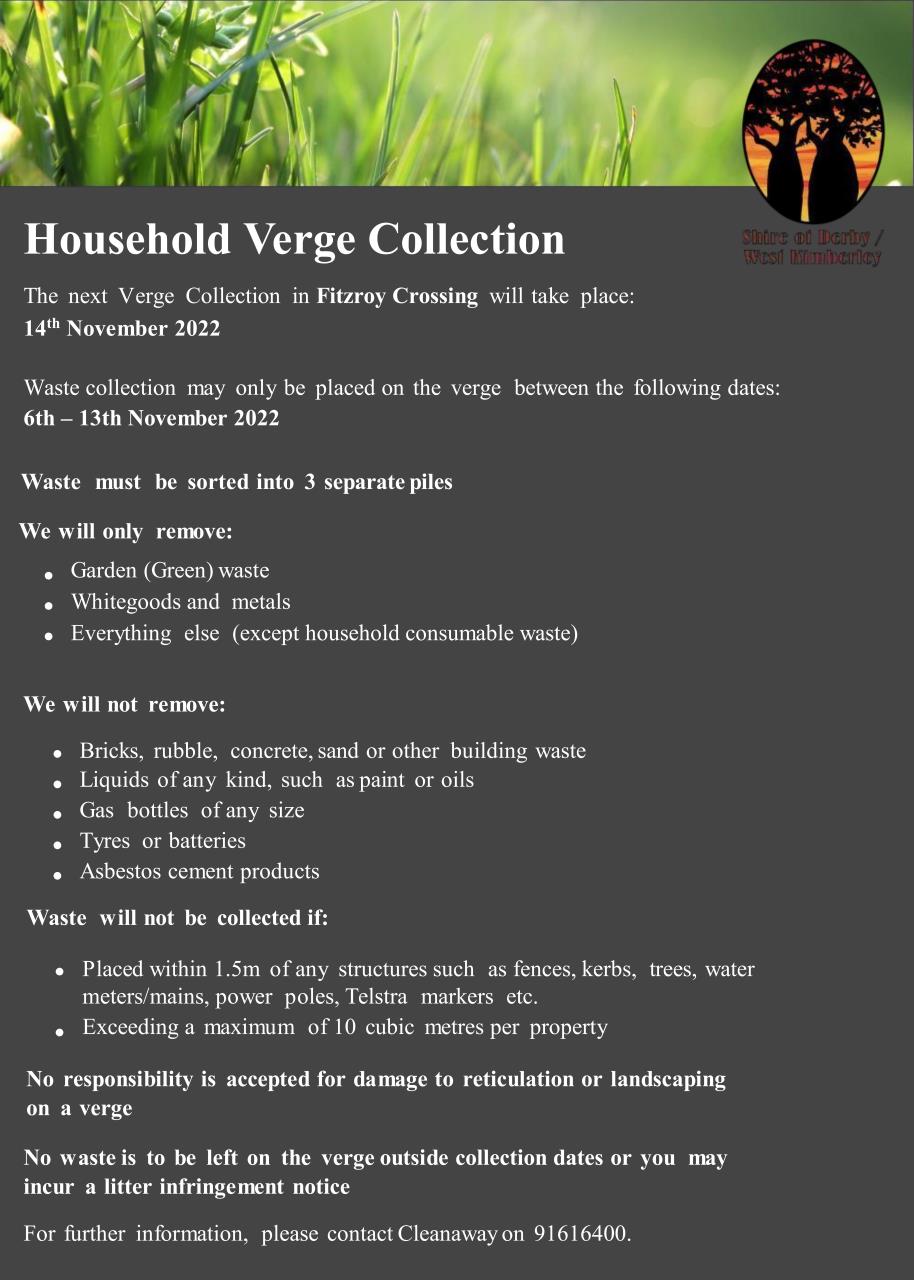 Fitzroy Crossing - Household Verge Collection - 14 November 2022