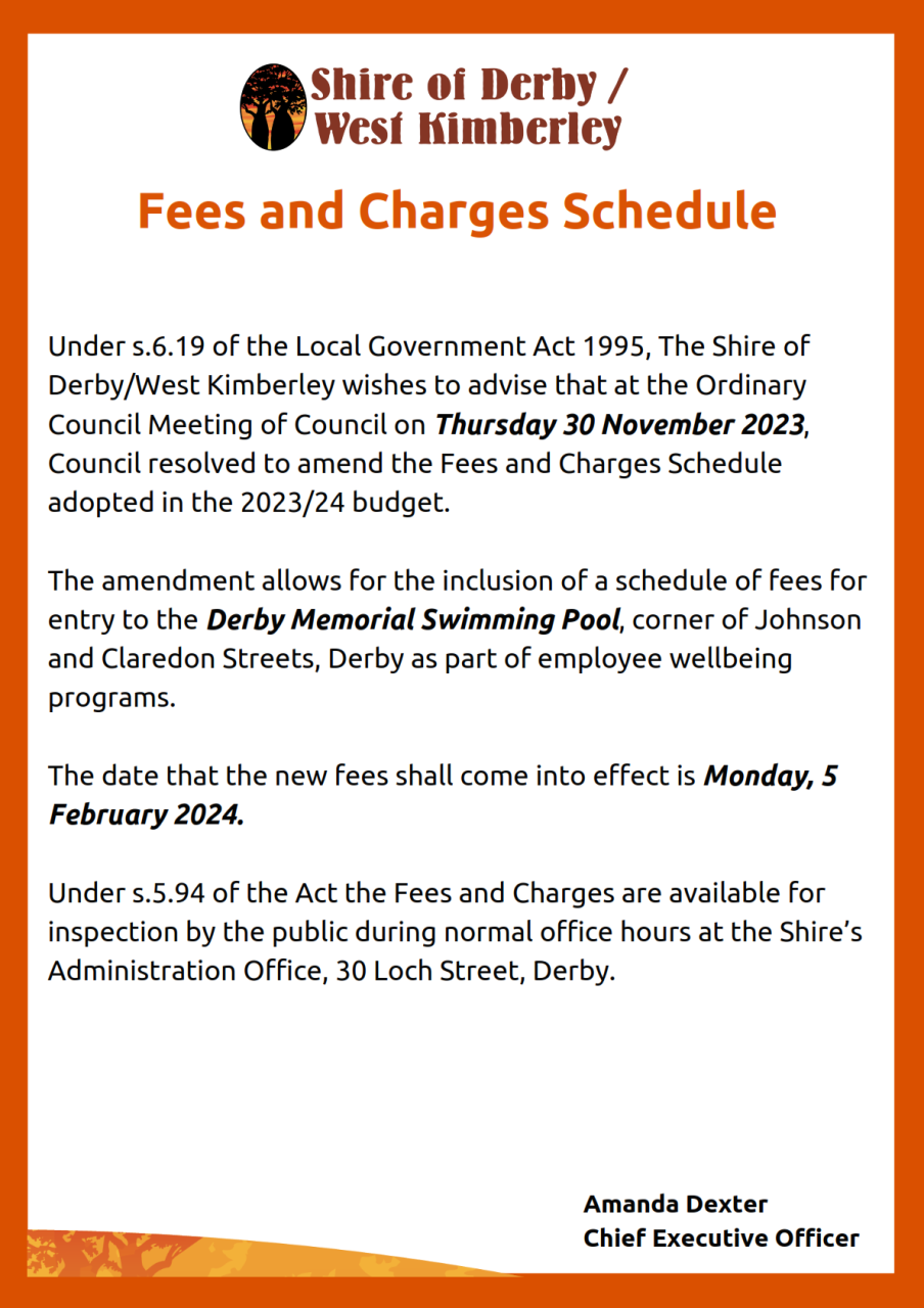 Fees and Charges Schedule