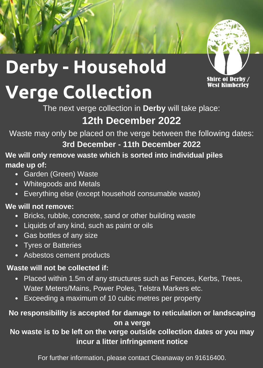 Derby - Household Verge Collection 12 December 2022 and Storm Season Ready
