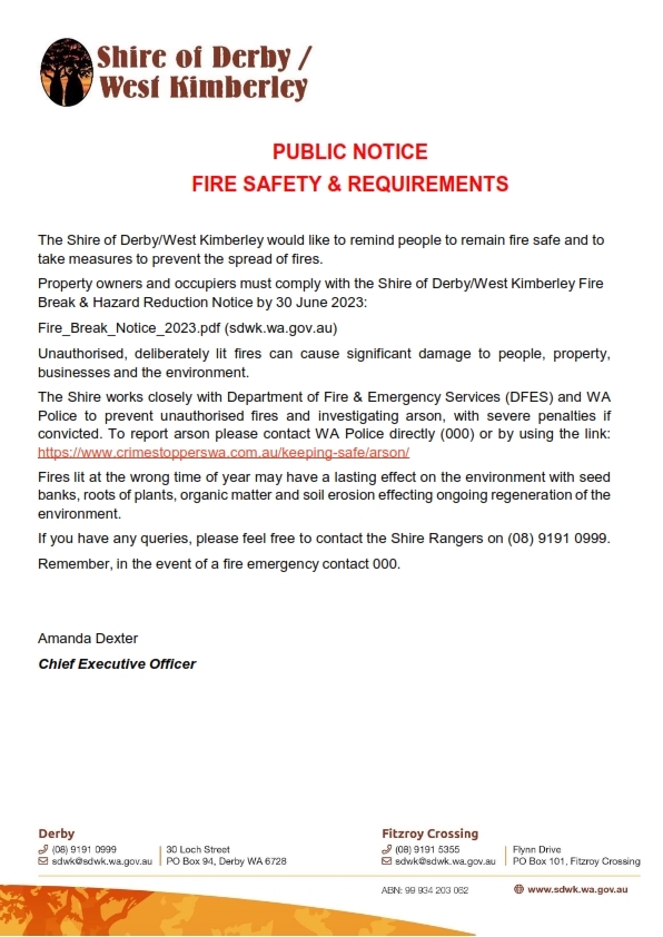 Public Notice - Fire Safety and Requirements